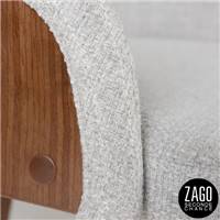 Kyo chaise avec petits accoudoirs en tissu gris clair