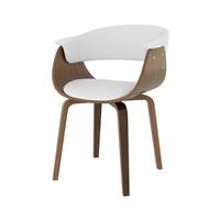 Bent chaise en bois et PU blanc
