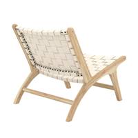 Essa fauteuil en teck et cuir tressé blanc