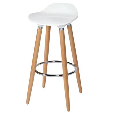Ireka tabouret de bar scandinave blanc et bois de hêtre H73