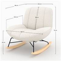 Mouty rocking chair en tissu bouclette blanc cassé