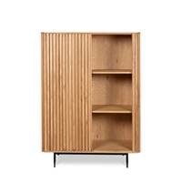 Linea meuble haut 1 porte coulissante chêne naturel et métal