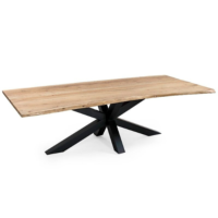 Liveo table à manger en bois de manguier bords irréguliers pieds métal 260cm