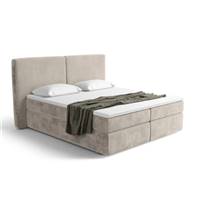 Biloba lit boxspring 180x200 en velours sable avec rangement