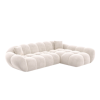 Sigono canapé d'angle droit en velours crème