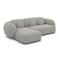 Bulane canapé d'angle gauche en tissu texturé gris clair