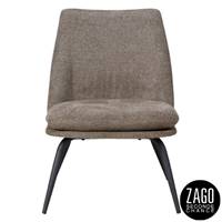Luz fauteuil en tissu marron foncé aspect chiné