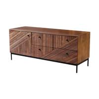 Maize meuble TV 1 porte 2 tiroirs en bois recyclé et métal