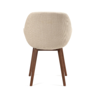 Malva chaise accoudoirs tissu beige pied chêne foncé