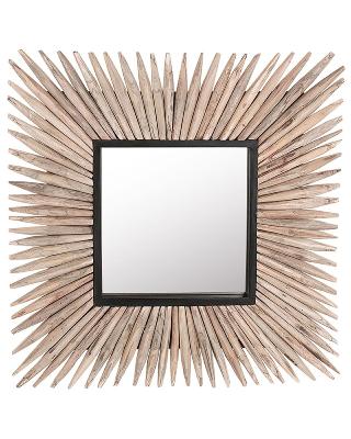 Nature miroir naturel en teck 65x65