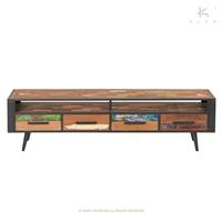 Soho meuble TV bois de bateau recycl 1 niche 4 tiroirs