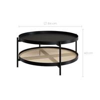 Cedak table basse en cannage et bois de mindi noir Ø84