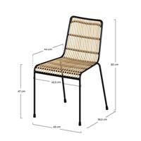 Lynette chaise en rotin et structure métal noir