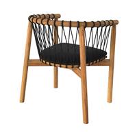 Almeria fauteuil de jardin en teck et tissu noir