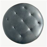 Scott pouf rond en cuir gris