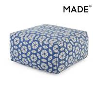 Trio pouf carré bleu et gris