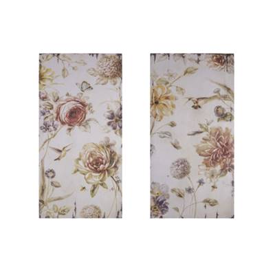 Set 2 cadres fleurs/oiseaux/papillons 40*80