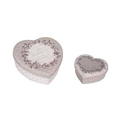 Set 2 boîtes coeur dentelle
