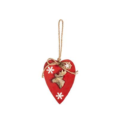 Coeur rouge avec tête de cerf à suspendre