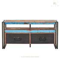Nautical meuble TV en bois de bateau recycl 2 tiroirs