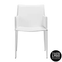 Solene fauteuil accoudoirs en cuir blanc