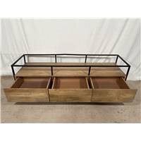 Kilby grand meuble TV bois de manguier clair et verre