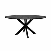Taalika table à manger ronde en bois de manguier noir 140cm