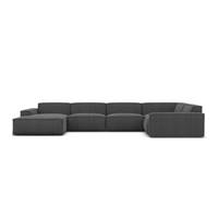 Stacele canap panoramique angle gauche tissu textur gris anthracite