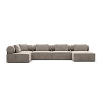 Anicipri canapé panoramique angle droit en velours beige foncé