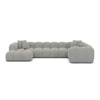 Cotton canapé panoramique angle gauche en tissu texturé gris clair
