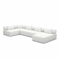 Anicipri canapé panoramique angle droit en tissu bouclé blanc
