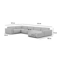 Stacele canapé panoramique droit tissu texturé blanc