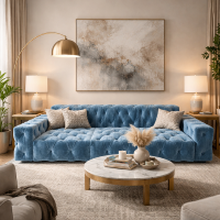 Venus canap� 4 places en velours bleu clair