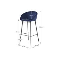 Usuals chaise de bar en velours bleu H75