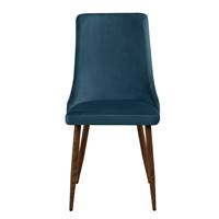 Brando chaise en velours bleu canard et mtal effet bois