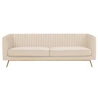 Savoy canap 3 places en velours beige et pieds mtal dor