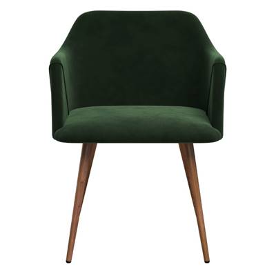 Konna chaise avec accoudoirs en velours vert foncé