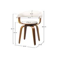 Vestal chaise pivotante en PU blanc et pieds en bois plaqué noyer