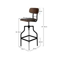 Ine chaise de bar vintage à hauteur réglable en bois et métal