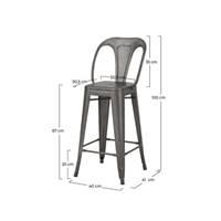 Lix tabouret en métal gris foncé H67 cm