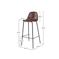 Vladi chaise de bar vintage en cuir synthétique marron H75