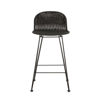 Chaise de bar noire en résine tressée et métal noir