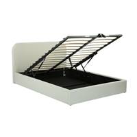 Flayat lit double avec coffre tissu beige 160x200