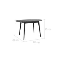 Epura table à manger ovale en bois noir 6 personnes 130cm