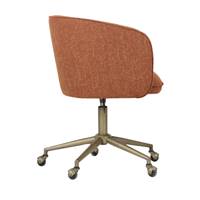 Alexia chaise de bureau rotative à roulettes tissu terracotta et laiton