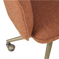 Alexia chaise de bureau rotative à roulettes tissu terracotta et laiton