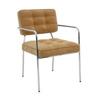 Luca chaise en velours orange abricot et tube acier chromé