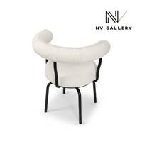 Jesper chaise de bureau rotative en tissu bouclé blanc