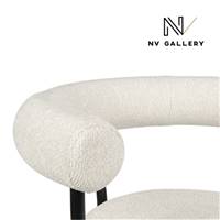 Jesper chaise de bureau rotative en tissu bouclé blanc