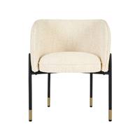 Alexia fauteuil en tissu tweed crème incurvé pied métal noir et laiton